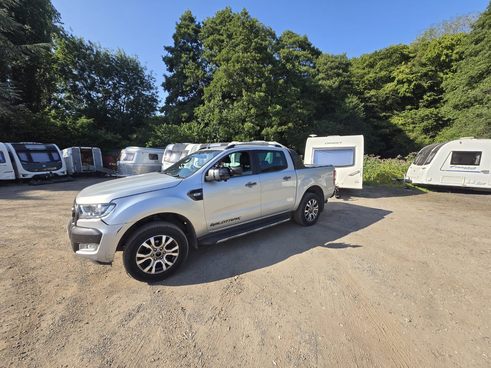 Ford Ranger Wildtrak in a caravan storage yard